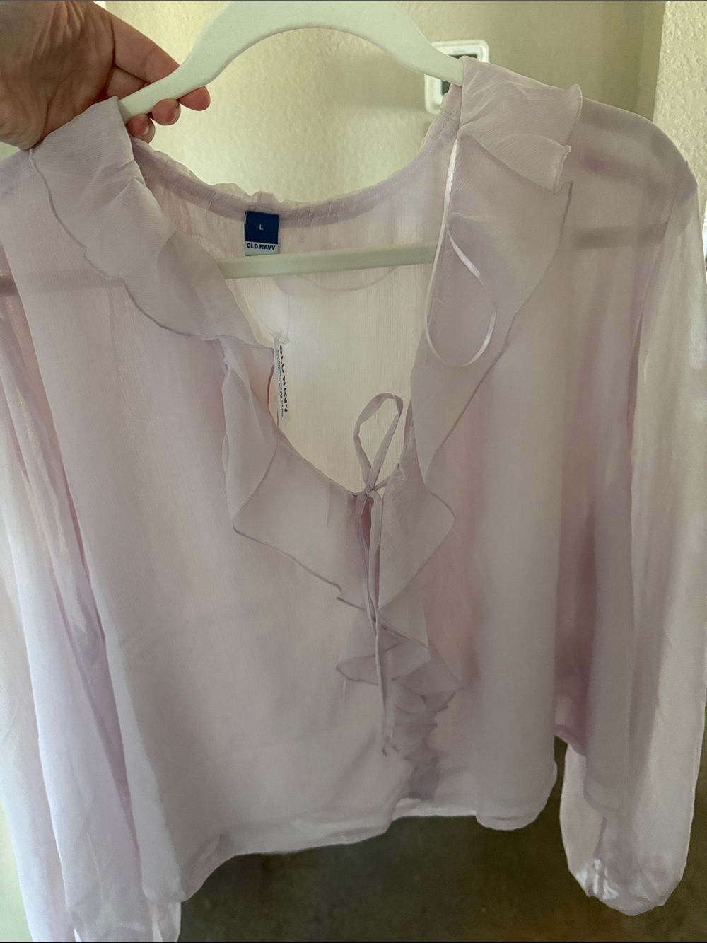 Old Navy Soft Lilac Ruffle Tie-Front Blouse